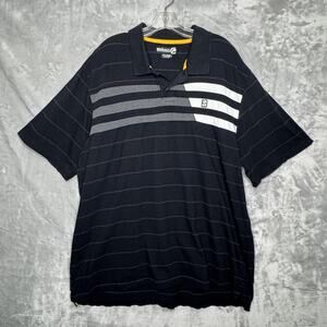 Ecko Unltd Polo Shirt Mens 3XL Black Gray White Striped Logo Short Sleeve 3X